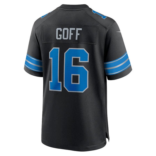 D.Lions #16 Jared Goff 2nd Alternate Game Jersey - Black American Football Jerseys