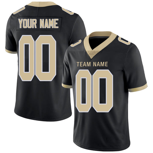 Custom NO.Saints Football Jerseys Team Player or Personalized Design Your Own Name for Men's Women's Youth Jerseys Black